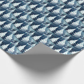 Papier Cadeau Fun Bleu clair foncé Abstrait Pine Tree Motif (Coin)