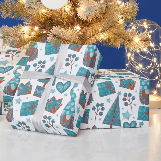 Papier Cadeau Fun Blue Festive Gonards Noël Parcelle à thème (Vacances)