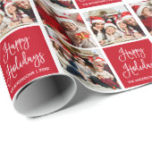 Papier Cadeau Fun Calliage Script Holiday 3 Photo Rouge (Coin rond)