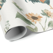 Papier Cadeau Fun Chicken Rooster Sunflower (Coin rond)