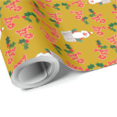 Papier Cadeau Fun Christmas Giftwrap : Santas, Holly, Ho, ho, ho (Coin rond)