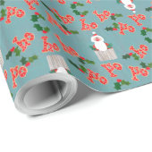 Papier Cadeau Fun Christmas Giftwrap : Santas, Holly, Ho, ho, ho (Coin rond)