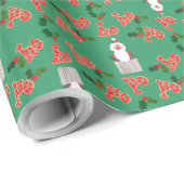 Papier Cadeau Fun Christmas Giftwrap : Santas, Holly, Ho, ho, ho (Coin rond)