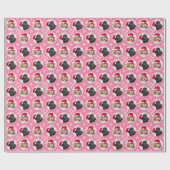 Papier Cadeau Fun Christmas Love Père Noël Custom Photo Name Pin (Plat)