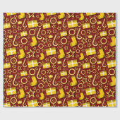 Papier Cadeau Fun Christmas Stups sur Maroon (Plat)