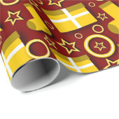 Papier Cadeau Fun Christmas Stups sur Maroon (Coin rond)