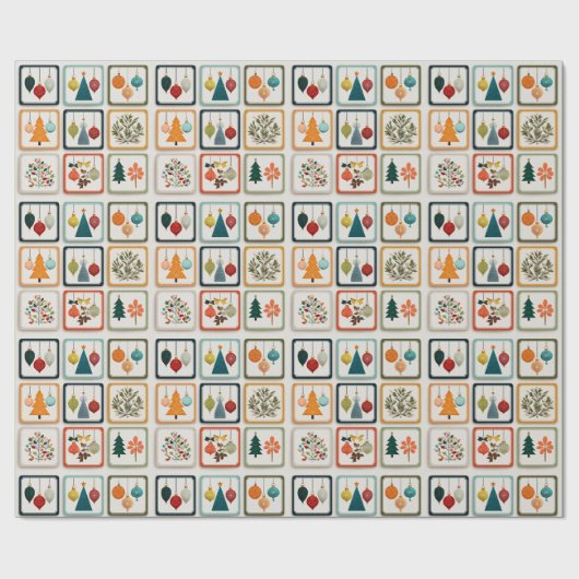 Papier Cadeau Fun Christmas Tree Pattern Grid Art (Plat)