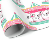 Papier Cadeau Fun Circus Carousel Party Papier enveloppant (Coin rond)