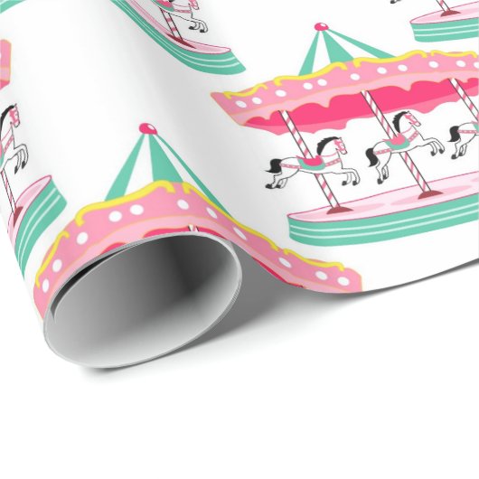 Papier Cadeau Fun Circus Carousel Party Papier enveloppant (Coin rond)