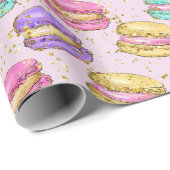 Papier Cadeau Fun coloré Faux Gold Parties scintillant Macarons