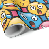 Papier Cadeau Fun Colorful Emoji Faces (Coin rond)