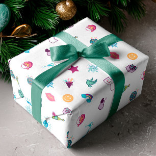 Papier Cadeau Fun Colorful et Cheerful Christmas Emoji Pattern