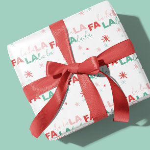 Papier Cadeau Fun Colourful Fa La La Typographic Pattern White