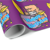 Papier Cadeau Fun Drummer Drumming, Joyeux Anniversaire (Coin rond)