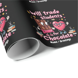 Papier Cadeau Fun "Échangerai élèves contre chocolat" Saint-Vale