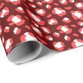 Papier Cadeau Fun Empreinte de léopard de Noël rouge et blanc (Coin rond)