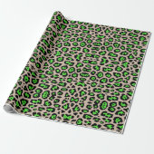 Papier Cadeau Fun empreinte de léopard néon vert beige tan chic (Déroulé)