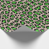 Papier Cadeau Fun empreinte de léopard néon vert beige tan chic (Coin)