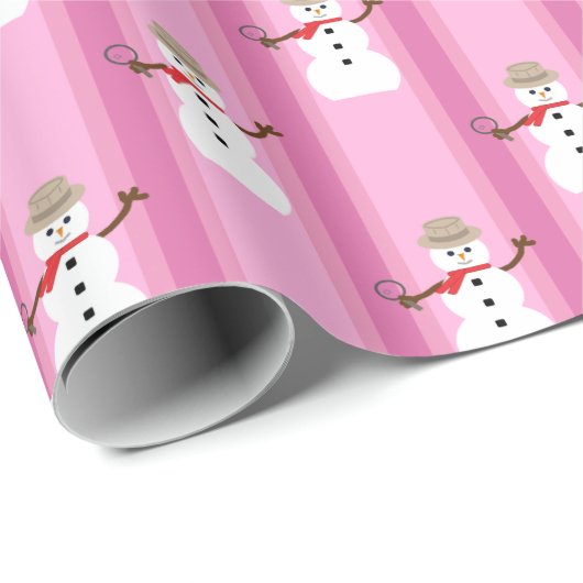 Papier Cadeau Fun et Fancy Pink Snowman Inspecteur (Coin rond)