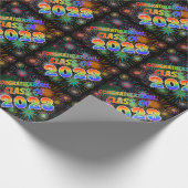 Papier Cadeau Fun "FÉLICITATIONS, CLASSE 2023" (Feu d'artifice) (Coin)