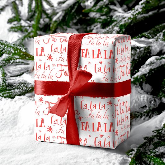 Papier Cadeau Fun Festif Fa La La Typographie Noël