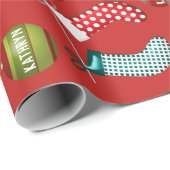 Papier Cadeau Fun & Festif personnalisé Rouge de Noël (Coin rond)