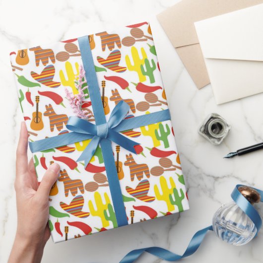 Papier Cadeau Fun Fiesta mêlé motif fête enveloppé (Cadeaux)