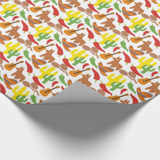 Papier Cadeau Fun Fiesta mêlé motif fête enveloppé (Coin)