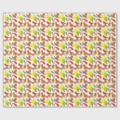Papier Cadeau Fun Fiesta mêlé motif fête enveloppé (Plat)