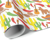 Papier Cadeau Fun Fiesta mêlé motif fête enveloppé (Coin rond)