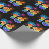 Papier Cadeau Fun Fireworks + Rainbow Motif "13" Numéro de l'évé (Coin)