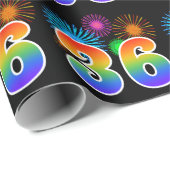 Papier Cadeau Fun Fireworks + Rainbow Motif "36" Numéro de l'évé (Coin rond)