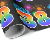Papier Cadeau Fun Fireworks + Rainbow Motif "38" Numéro de l'évé (Coin rond)
