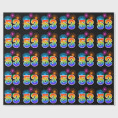Papier Cadeau Fun Fireworks + Rainbow Motif "53" Numéro d'événem (Plat)