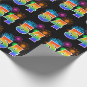 Papier Cadeau Fun Fireworks + Rainbow Motif "54" Numéro d'événem (Coin)