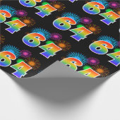 Papier Cadeau Fun Fireworks + Rainbow Motif "64" Numéro de l'évé (Coin)