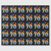 Papier Cadeau Fun Fireworks + Rainbow Motif "70" Numéro d'événem (Plat)