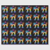 Papier Cadeau Fun Fireworks + Rainbow Motif "71" Numéro d'événem (Plat)