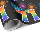 Papier Cadeau Fun Fireworks + Rainbow Motif "71" Numéro d'événem (Coin rond)