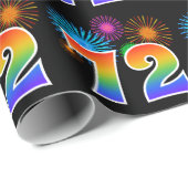 Papier Cadeau Fun Fireworks + Rainbow Motif "72" Numéro d'événem (Coin rond)