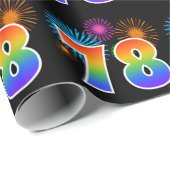 Papier Cadeau Fun Fireworks + Rainbow Motif "78" Numéro d'événem (Coin rond)