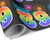 Papier Cadeau Fun Fireworks + Rainbow Motif "89" Numéro de l'évé (Coin rond)