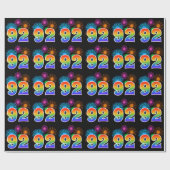 Papier Cadeau Fun Fireworks + Rainbow Motif "92" Numéro de l'évé (Plat)