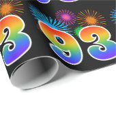 Papier Cadeau Fun Fireworks + Rainbow Motif "93" Numéro de l'évé (Coin rond)