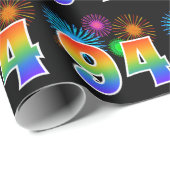 Papier Cadeau Fun Fireworks + Rainbow Motif "94" Numéro de l'évé (Coin rond)