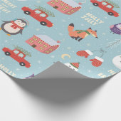 Papier Cadeau Fun Fox Snowman Penguin et voiture Noël (Coin)