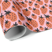 Papier Cadeau Fun fraise, design artisanal sans couture. (Coin rond)