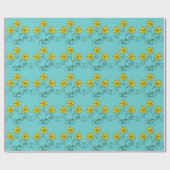 Papier Cadeau Fun Fun Jaune Fleurs Jaunes Dodle Art (Plat)