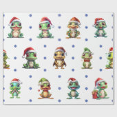 Papier Cadeau Fun & Funky Grenouilles de Noël sur blanc (Plat)