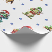 Papier Cadeau Fun & Funky Grenouilles de Noël sur blanc (Coin)